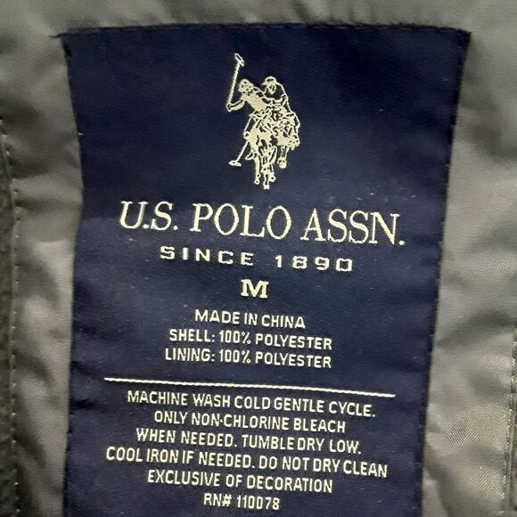 US Polo Assn. All Weather Zip Jacket Silver & Black Fleece Lined Men's Sz Medium - Picture 9 of 9